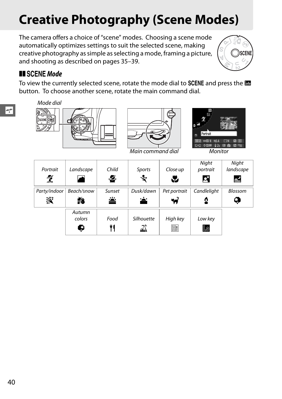 Creative photography (scene modes), Z0 1 2 3 | Nikon D610 User Manual | Page 66 / 368