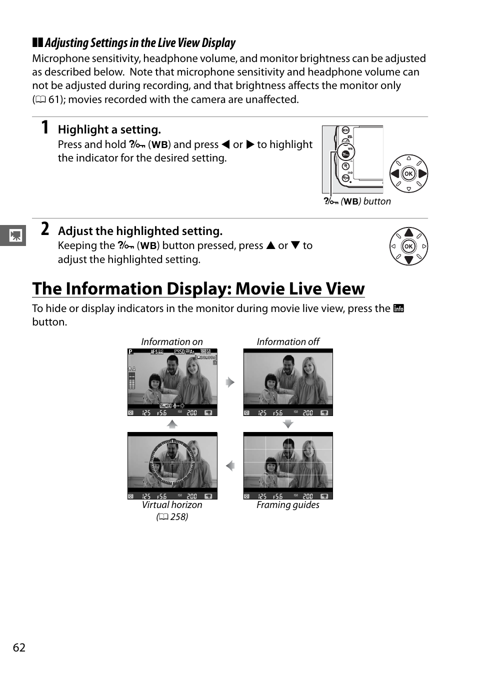 The information display: movie live view, Live view | Nikon D610 User Manual | Page 88 / 368