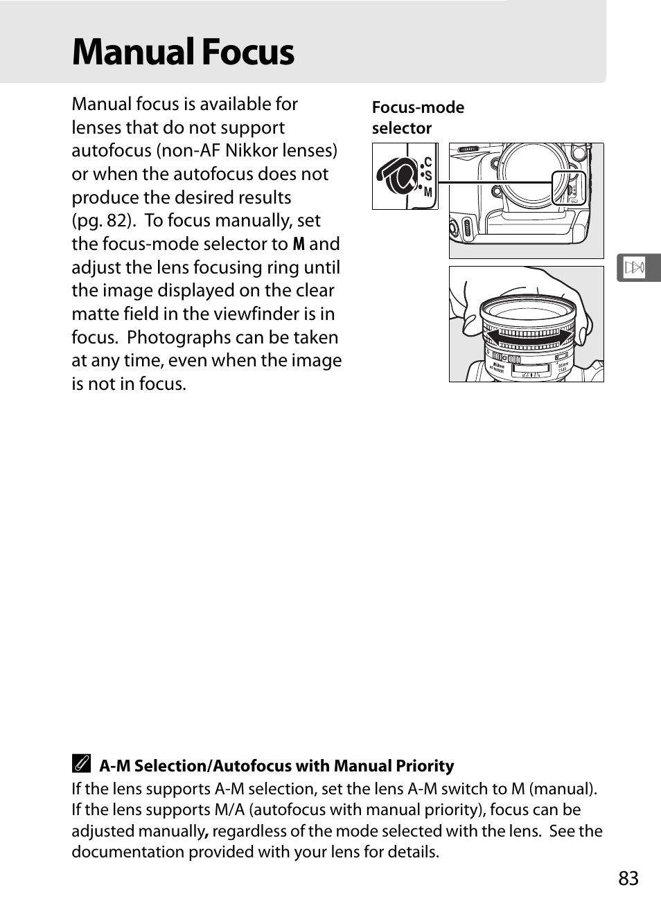 Manual focus | Nikon D3 User Manual | Page 109 / 472