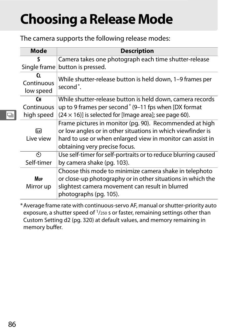 Choosing a release mode | Nikon D3 User Manual | Page 112 / 472
