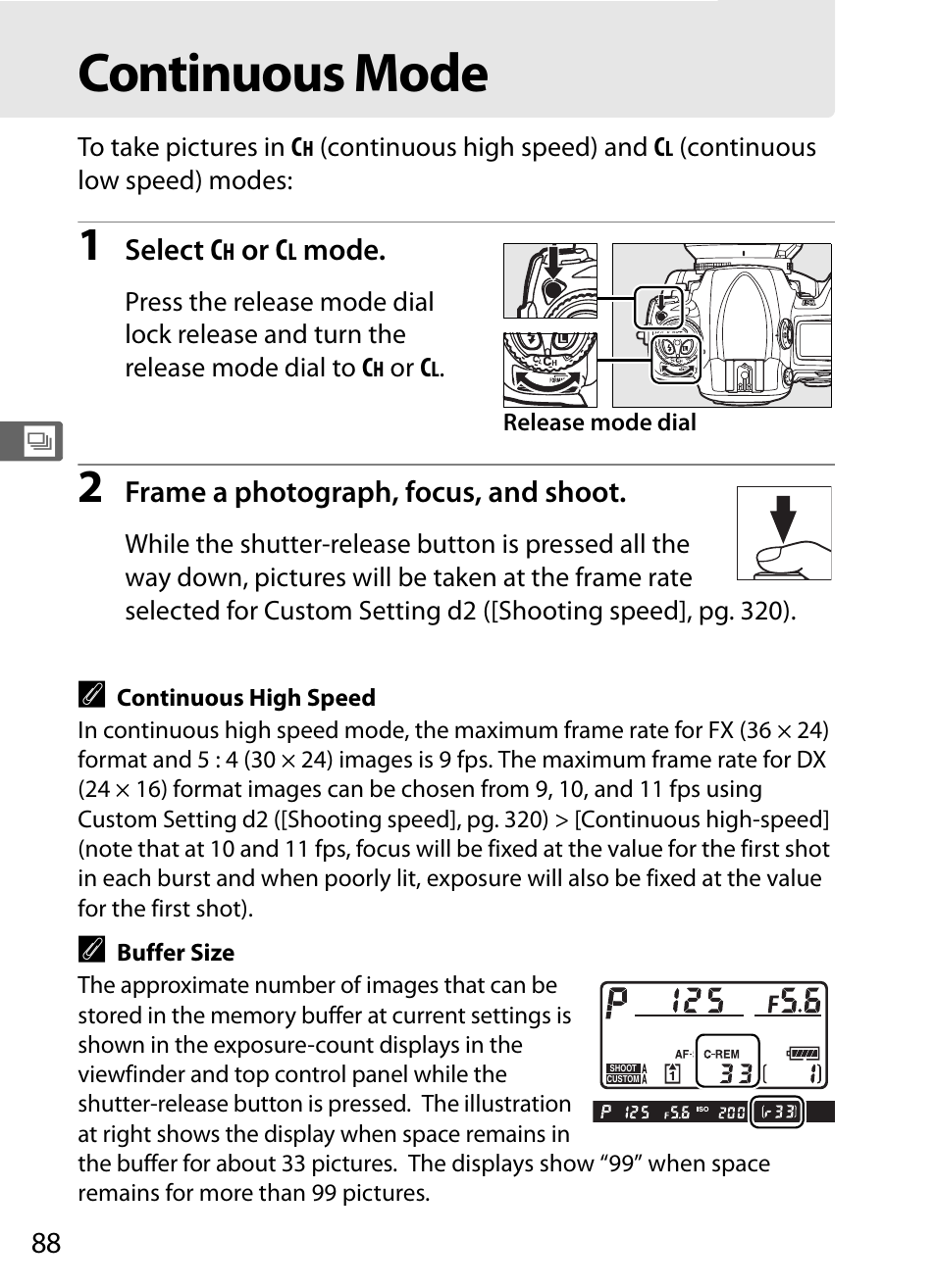 Continuous mode | Nikon D3 User Manual | Page 114 / 472