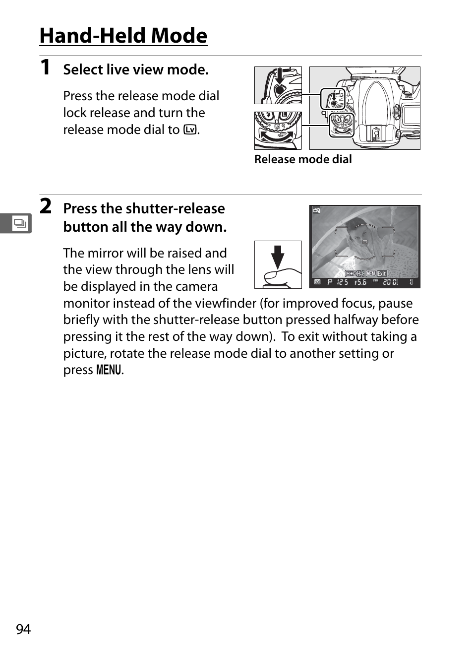 Hand-held mode | Nikon D3 User Manual | Page 120 / 472