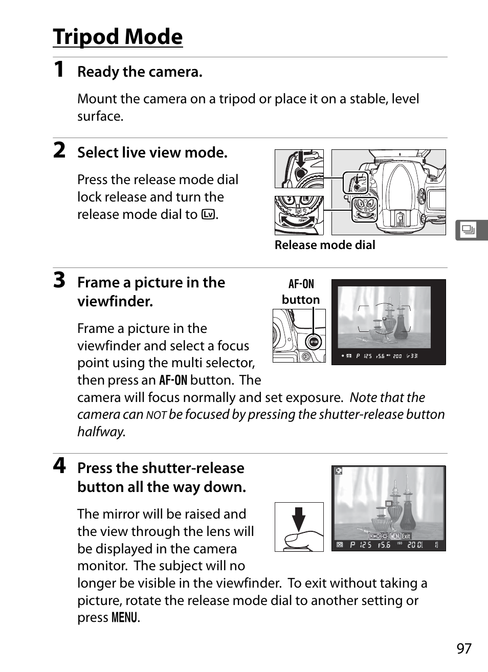 Tripod mode | Nikon D3 User Manual | Page 123 / 472