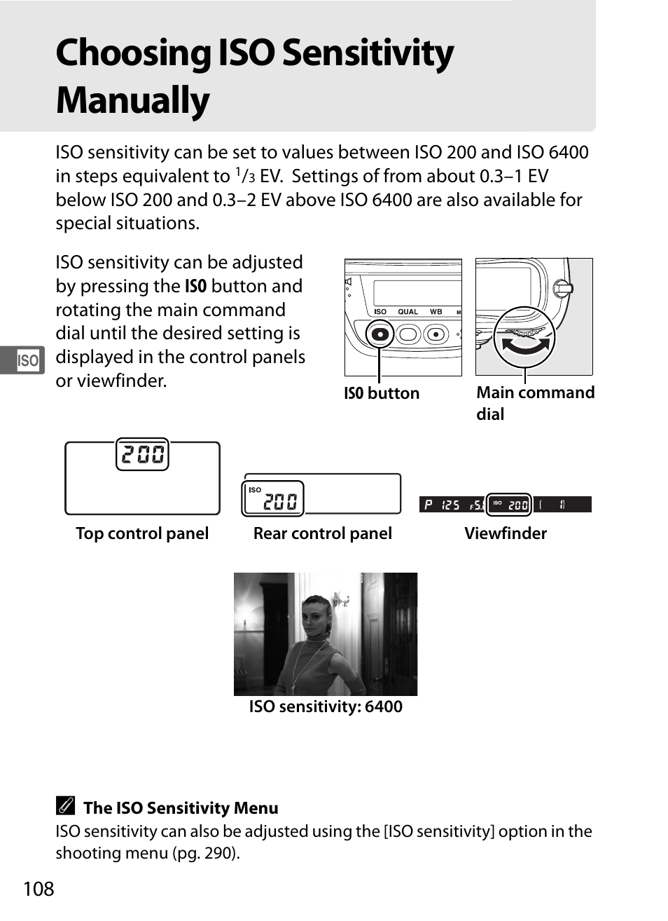 Choosing iso sensitivity manually | Nikon D3 User Manual | Page 134 / 472
