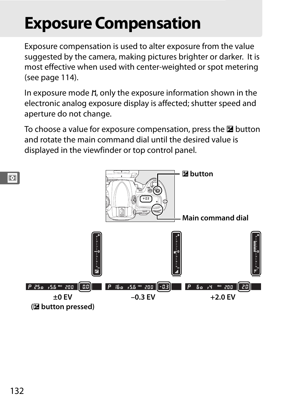 Exposure compensation | Nikon D3 User Manual | Page 158 / 472