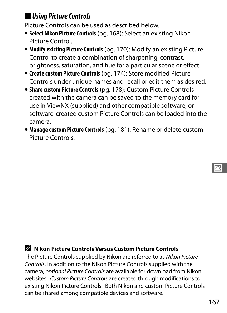 Using picture controls | Nikon D3 User Manual | Page 193 / 472