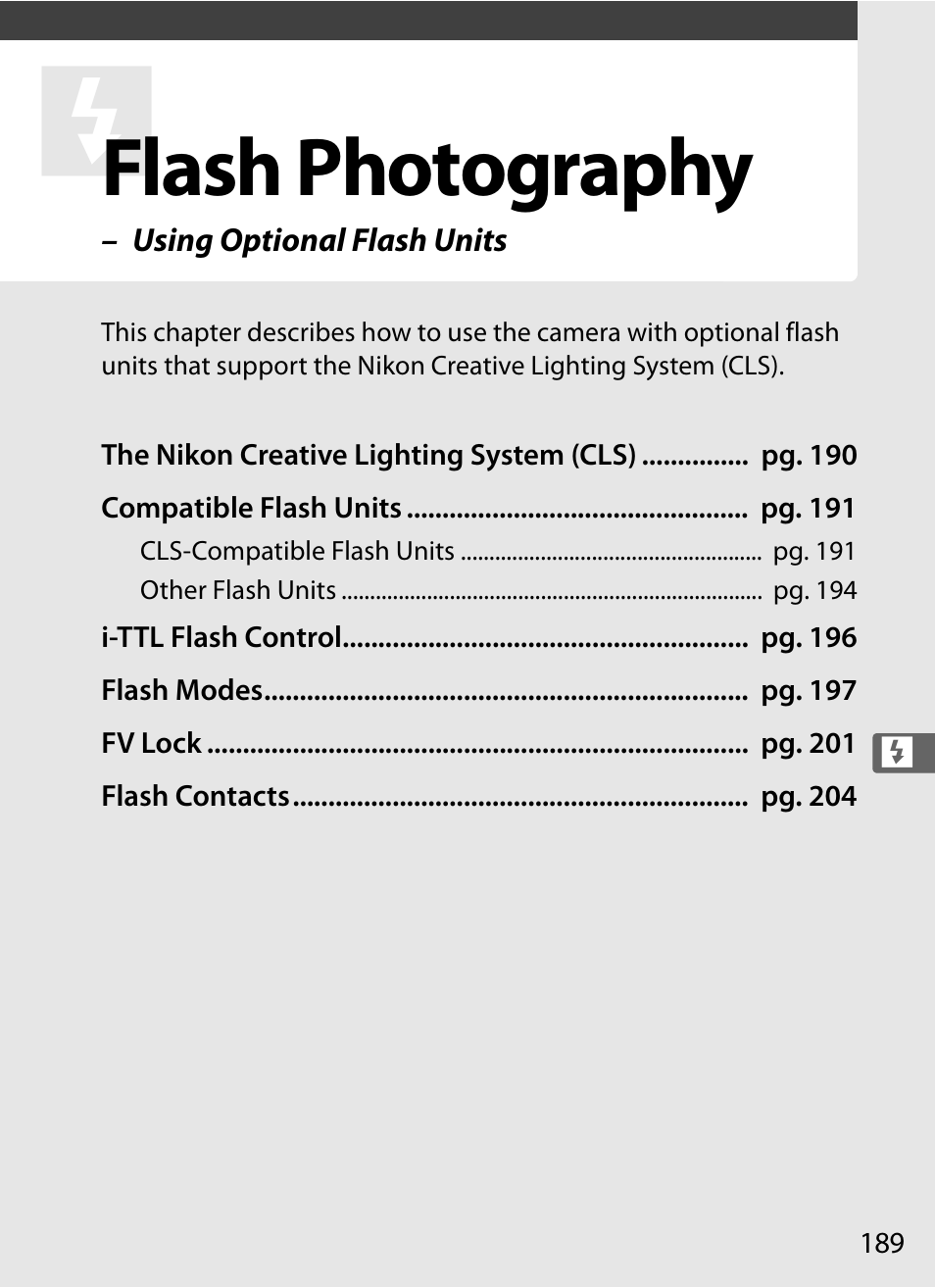 Flash photography | Nikon D3 User Manual | Page 215 / 472