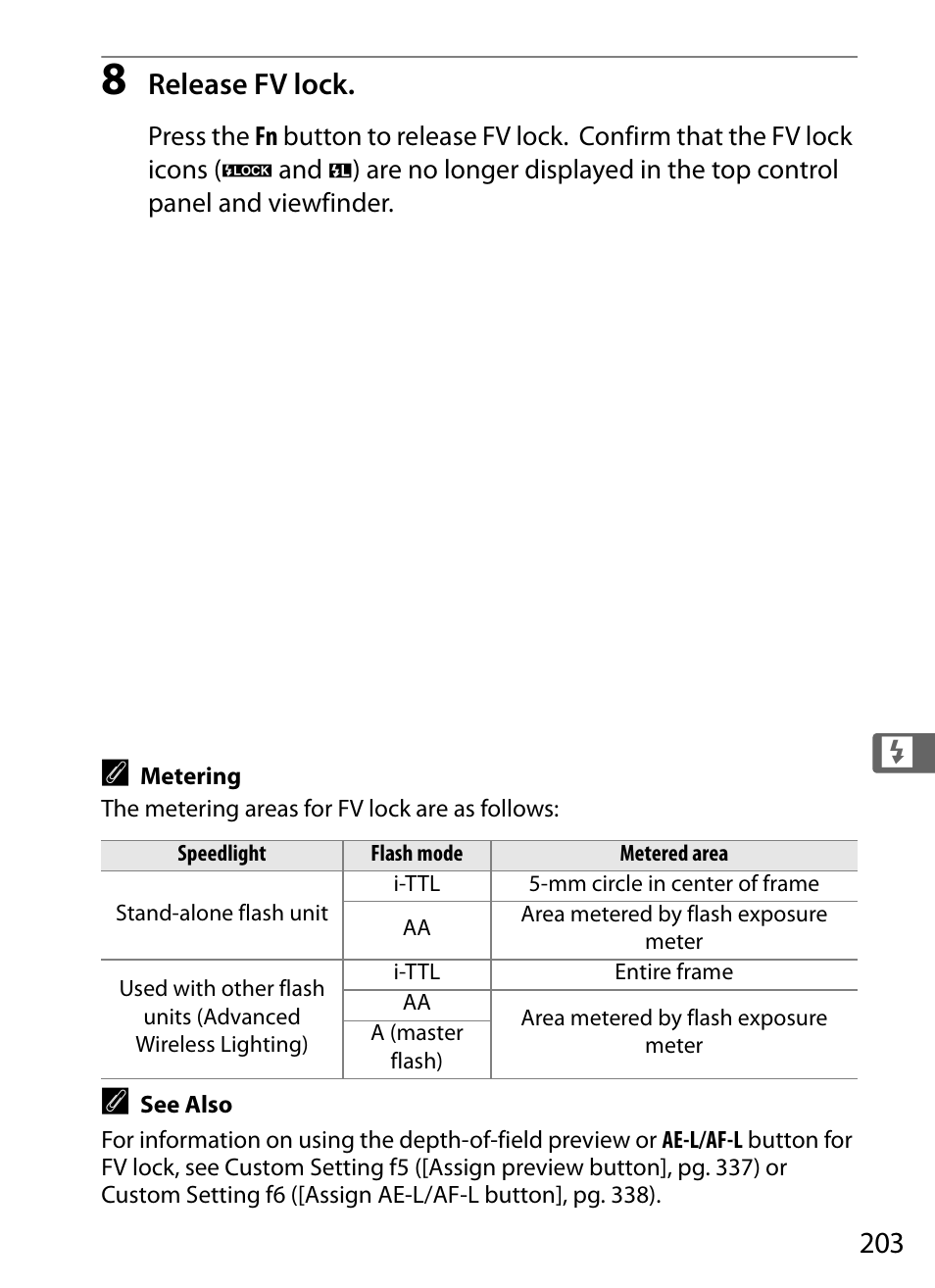 Release fv lock | Nikon D3 User Manual | Page 229 / 472