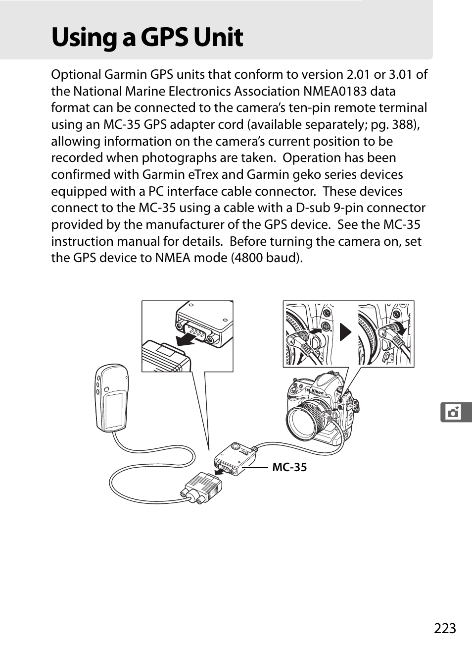 Using a gps unit | Nikon D3 User Manual | Page 249 / 472