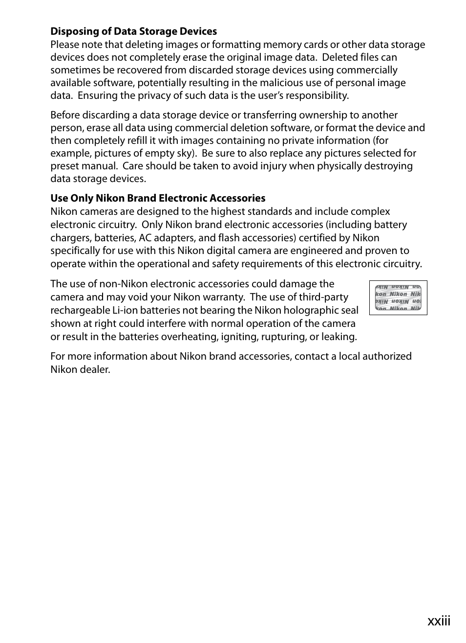 Xxiii | Nikon D3 User Manual | Page 25 / 472