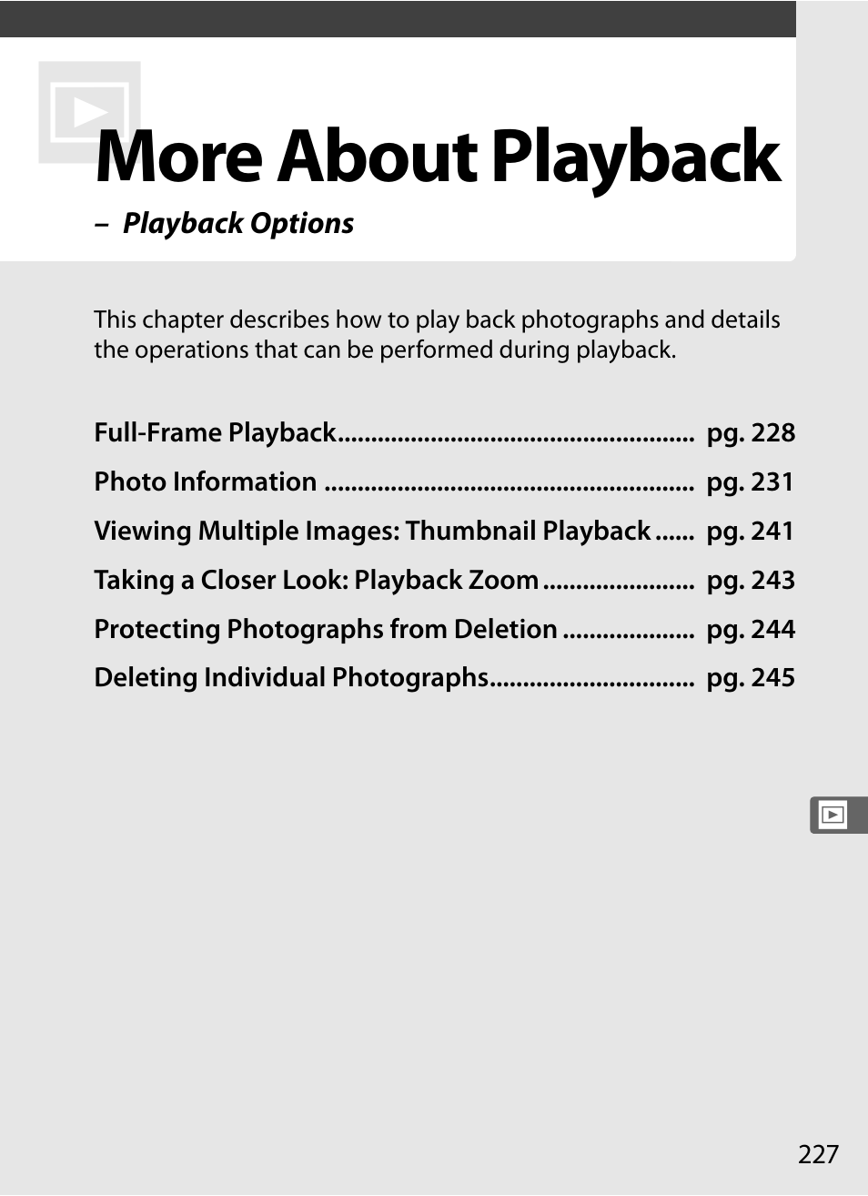 More about playback | Nikon D3 User Manual | Page 253 / 472