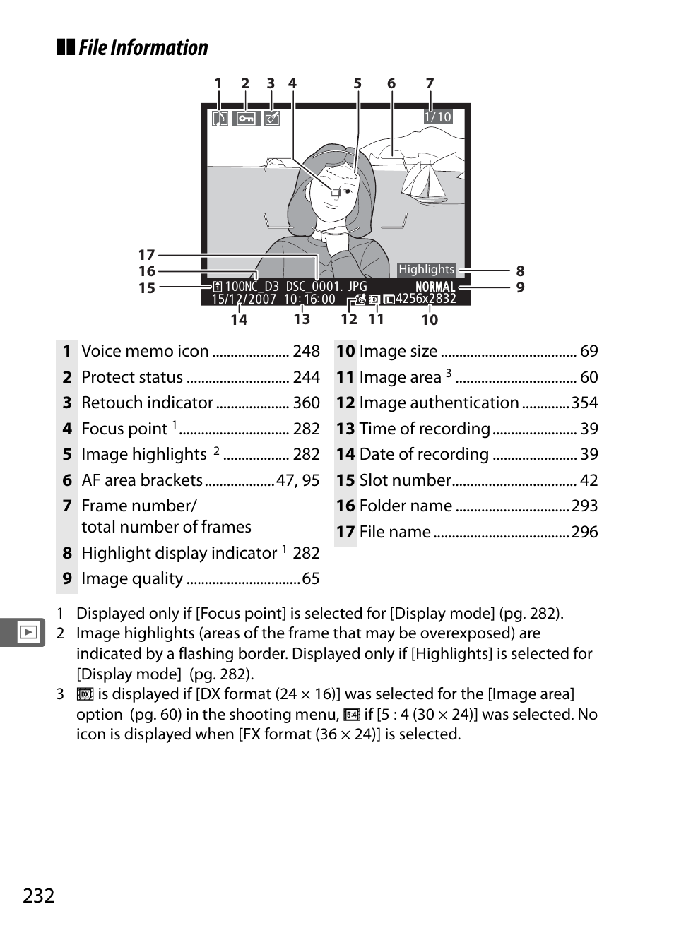 File information | Nikon D3 User Manual | Page 258 / 472