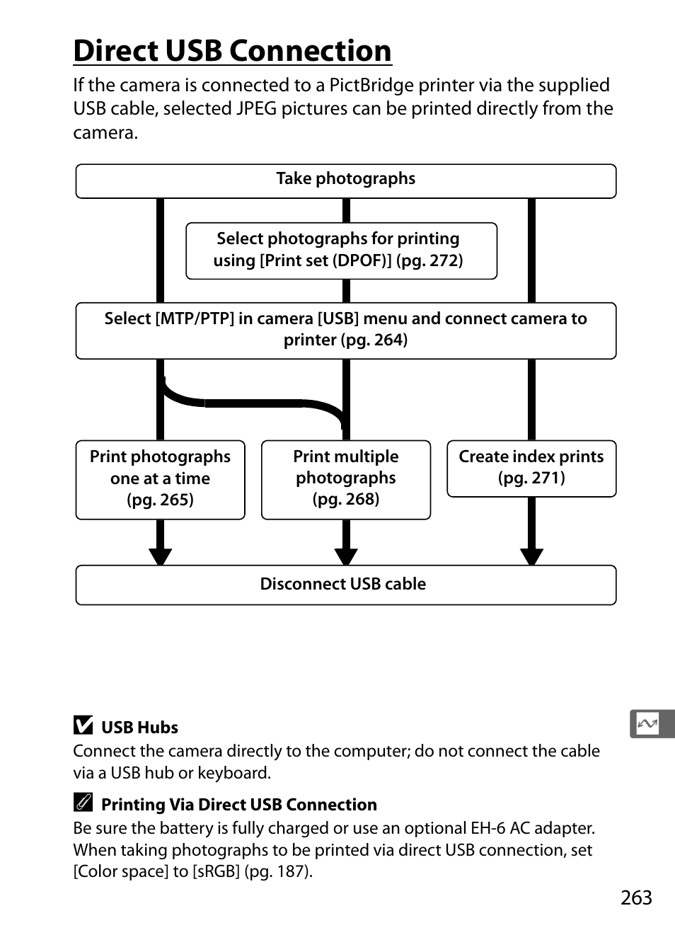 Direct usb connection | Nikon D3 User Manual | Page 289 / 472