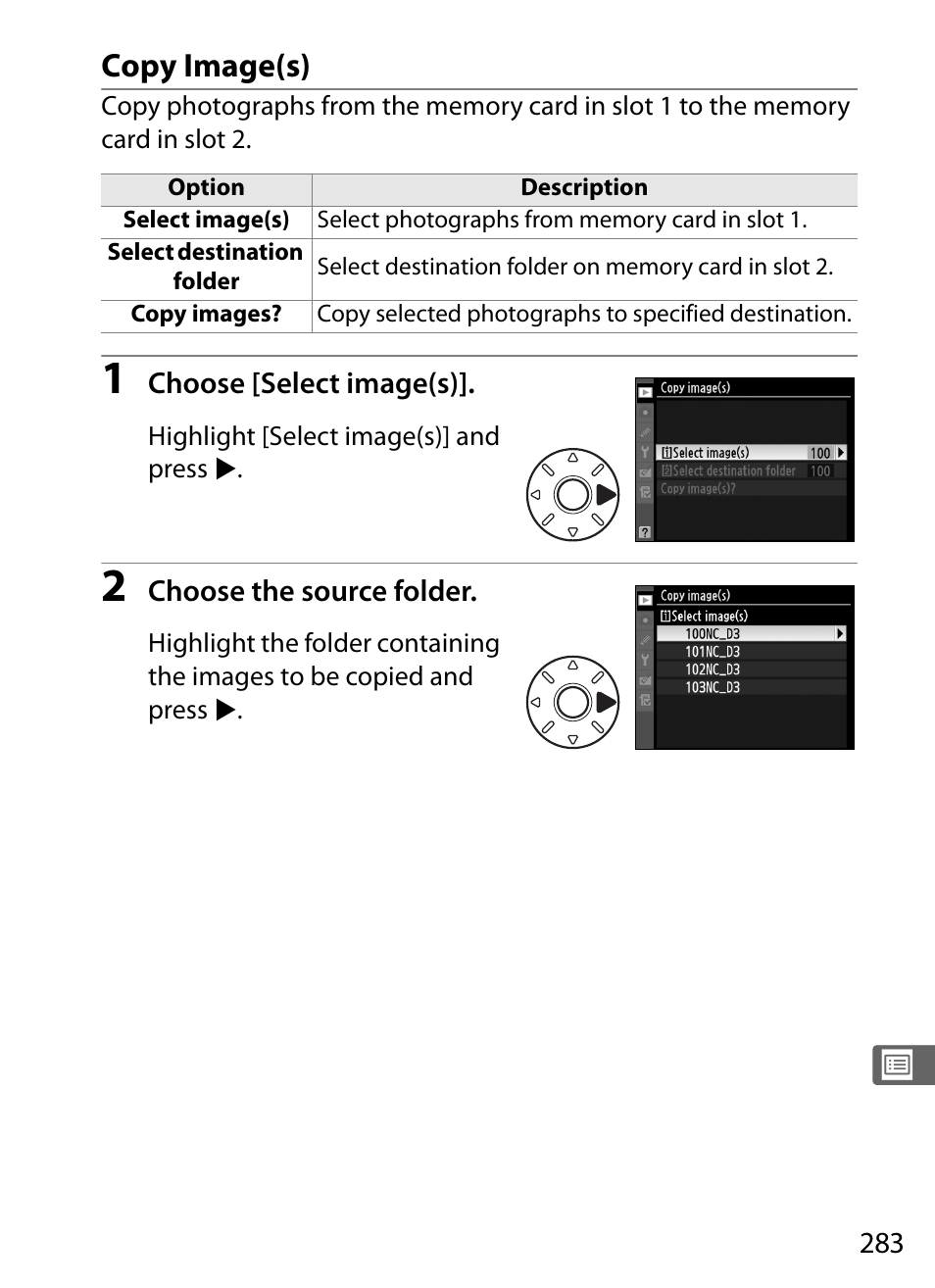 Copy image(s) | Nikon D3 User Manual | Page 309 / 472