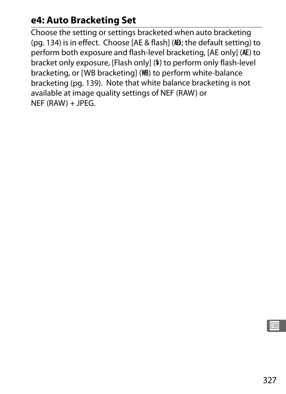 E4: auto bracketing set | Nikon D3 User Manual | Page 353 / 472
