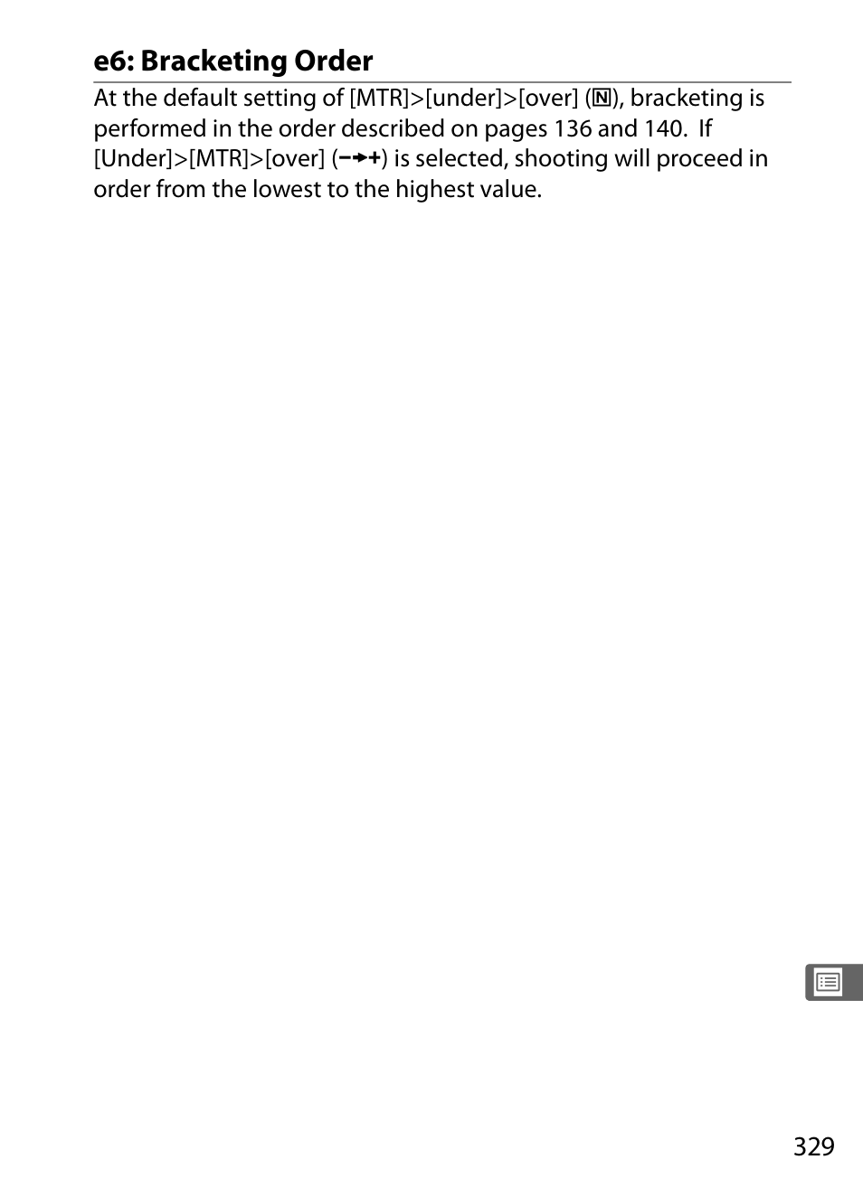 E6: bracketing order | Nikon D3 User Manual | Page 355 / 472