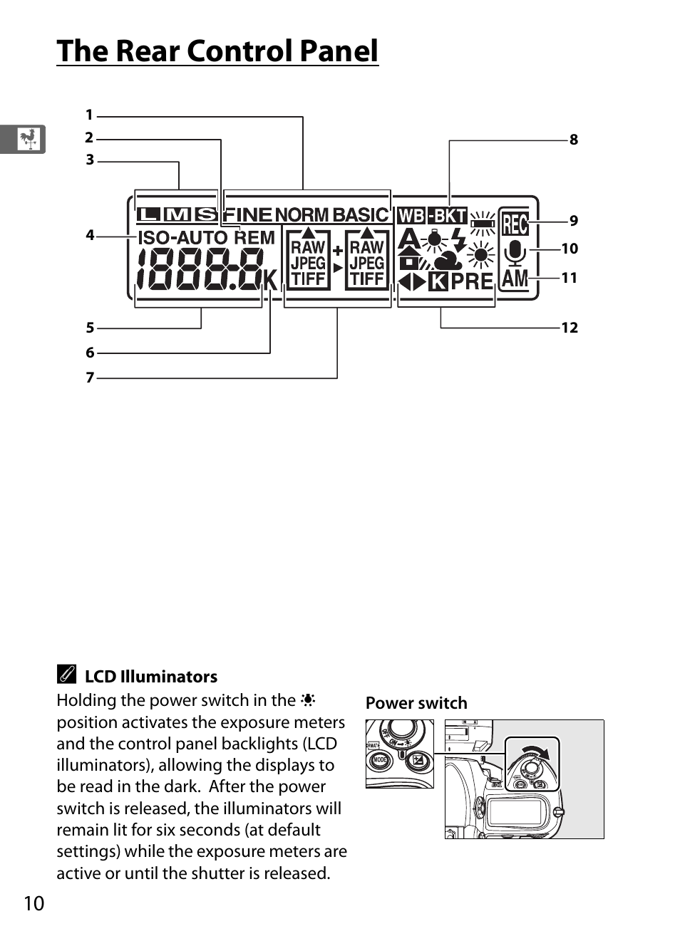 The rear control panel | Nikon D3 User Manual | Page 36 / 472