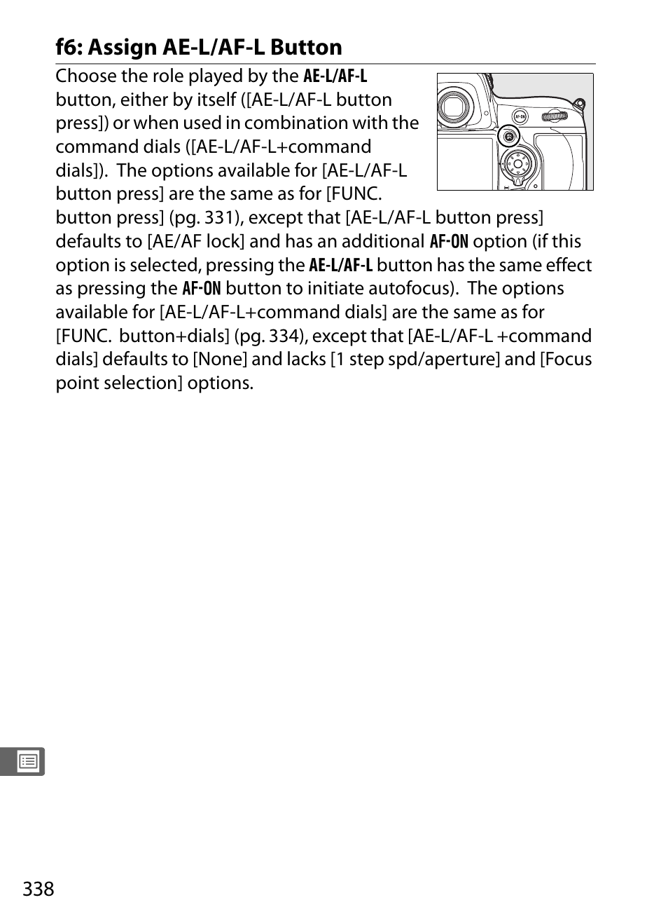 F6: assign ae-l/af-l button | Nikon D3 User Manual | Page 364 / 472