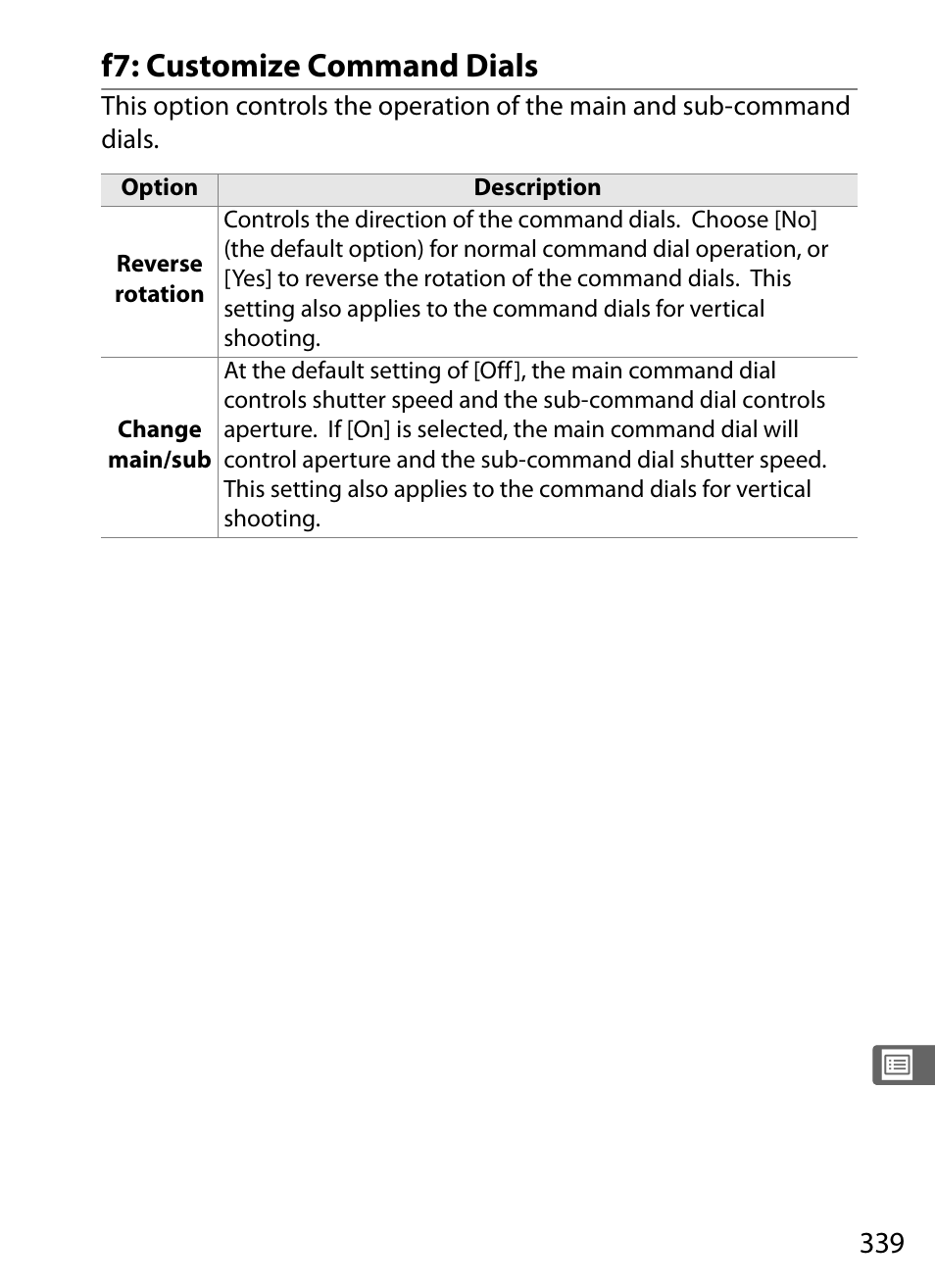 F7: customize command dials | Nikon D3 User Manual | Page 365 / 472