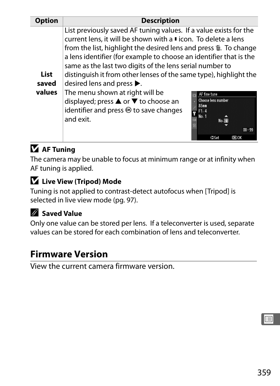 Firmware version | Nikon D3 User Manual | Page 385 / 472