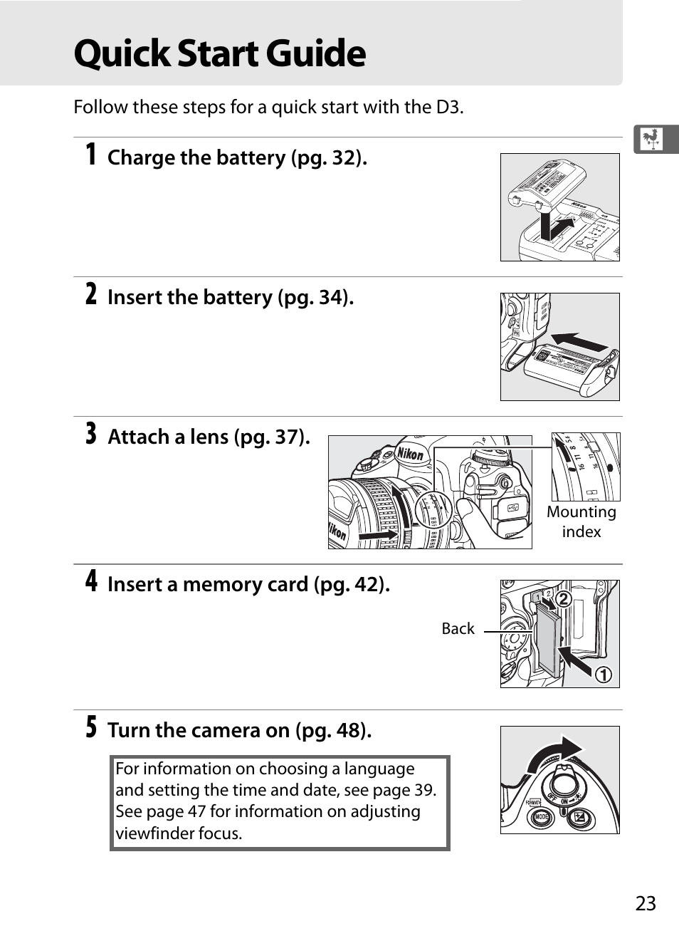 Quick start guide | Nikon D3 User Manual | Page 49 / 472