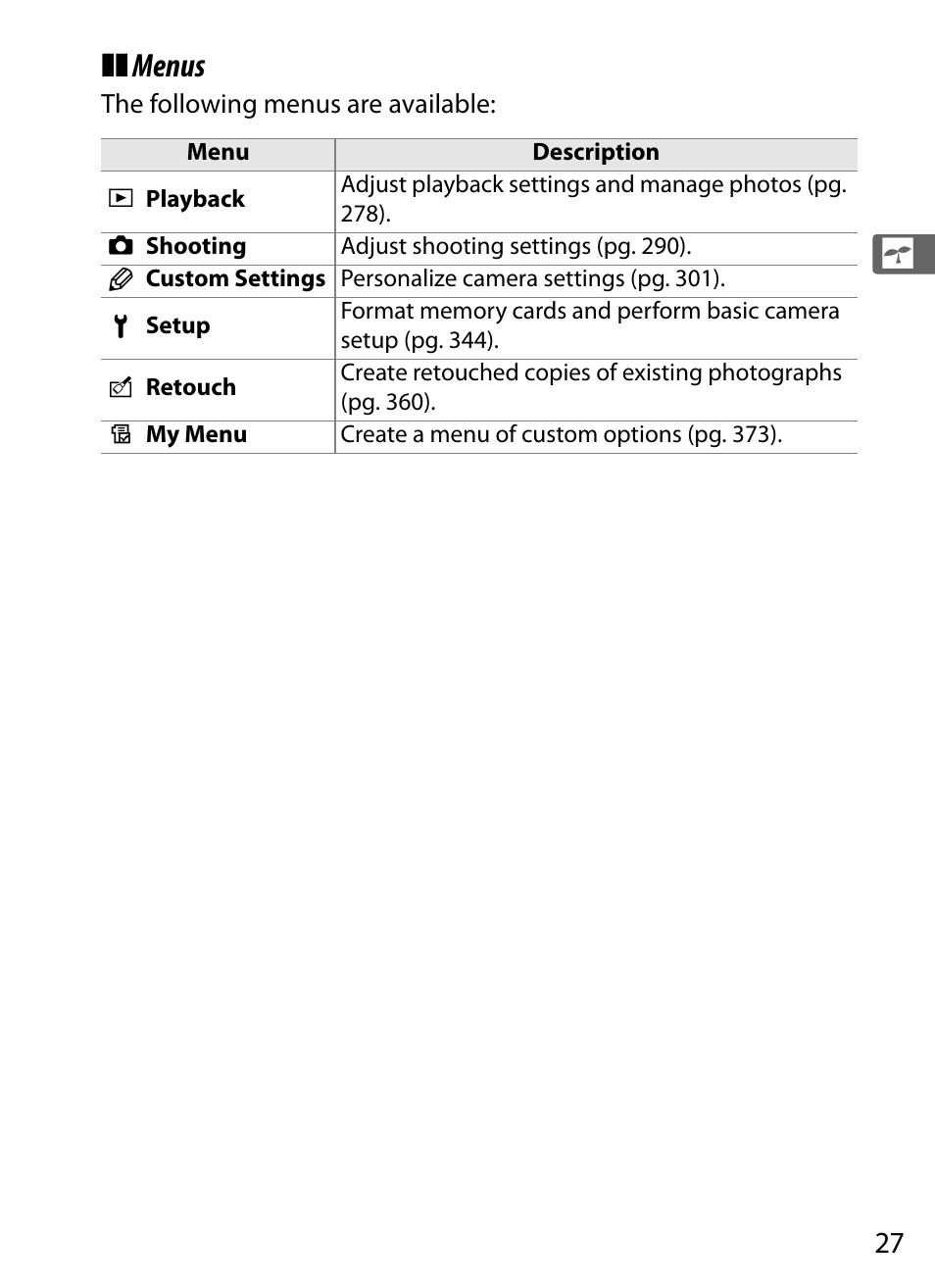 Menus | Nikon D3 User Manual | Page 53 / 472