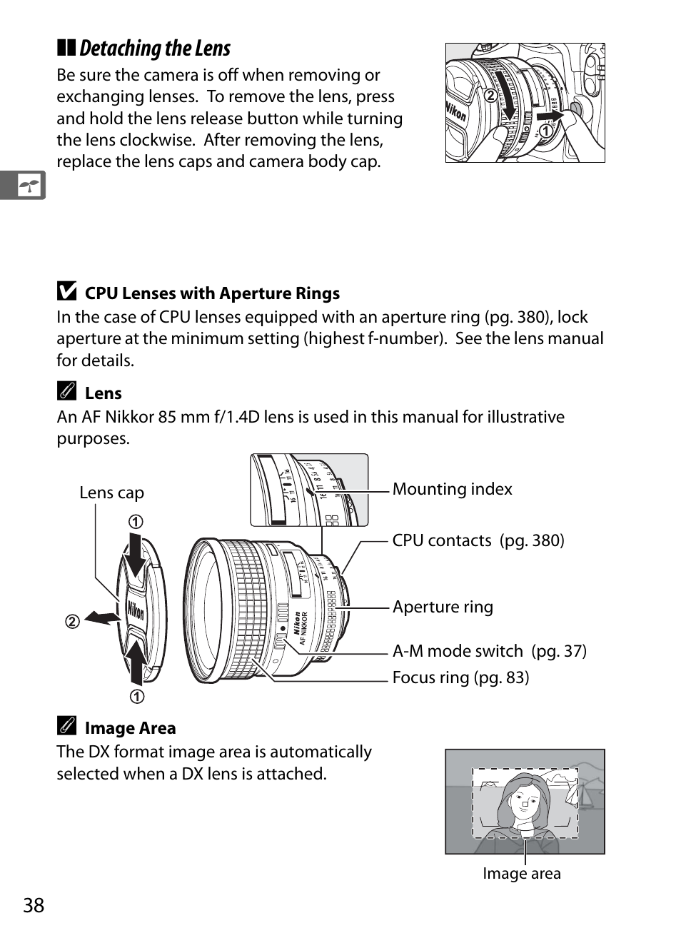 Detaching the lens | Nikon D3 User Manual | Page 64 / 472