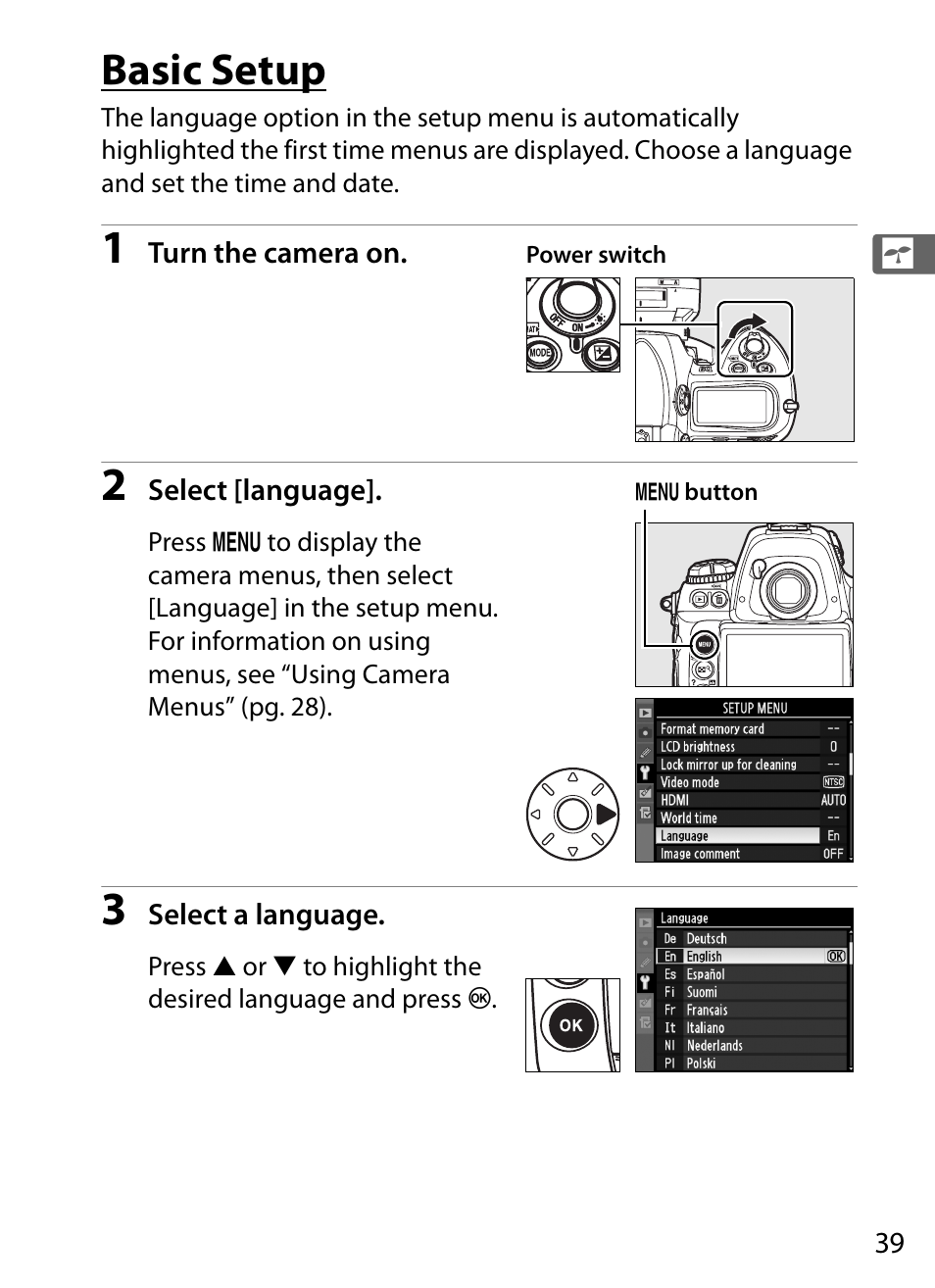 Basic setup | Nikon D3 User Manual | Page 65 / 472