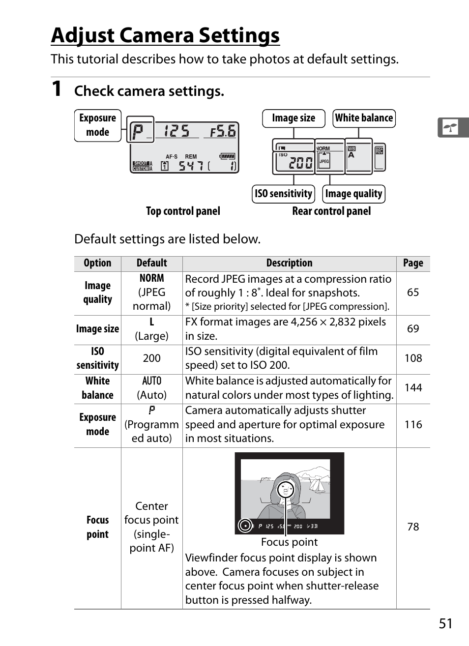 Adjust camera settings, Check camera settings | Nikon D3 User Manual | Page 77 / 472