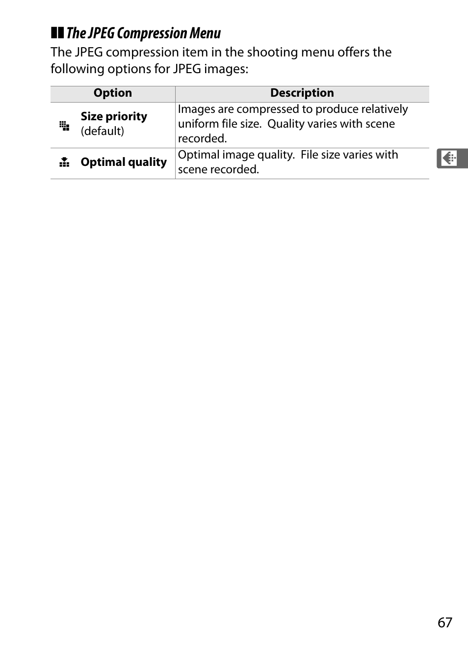 The jpeg compression menu | Nikon D3 User Manual | Page 93 / 472