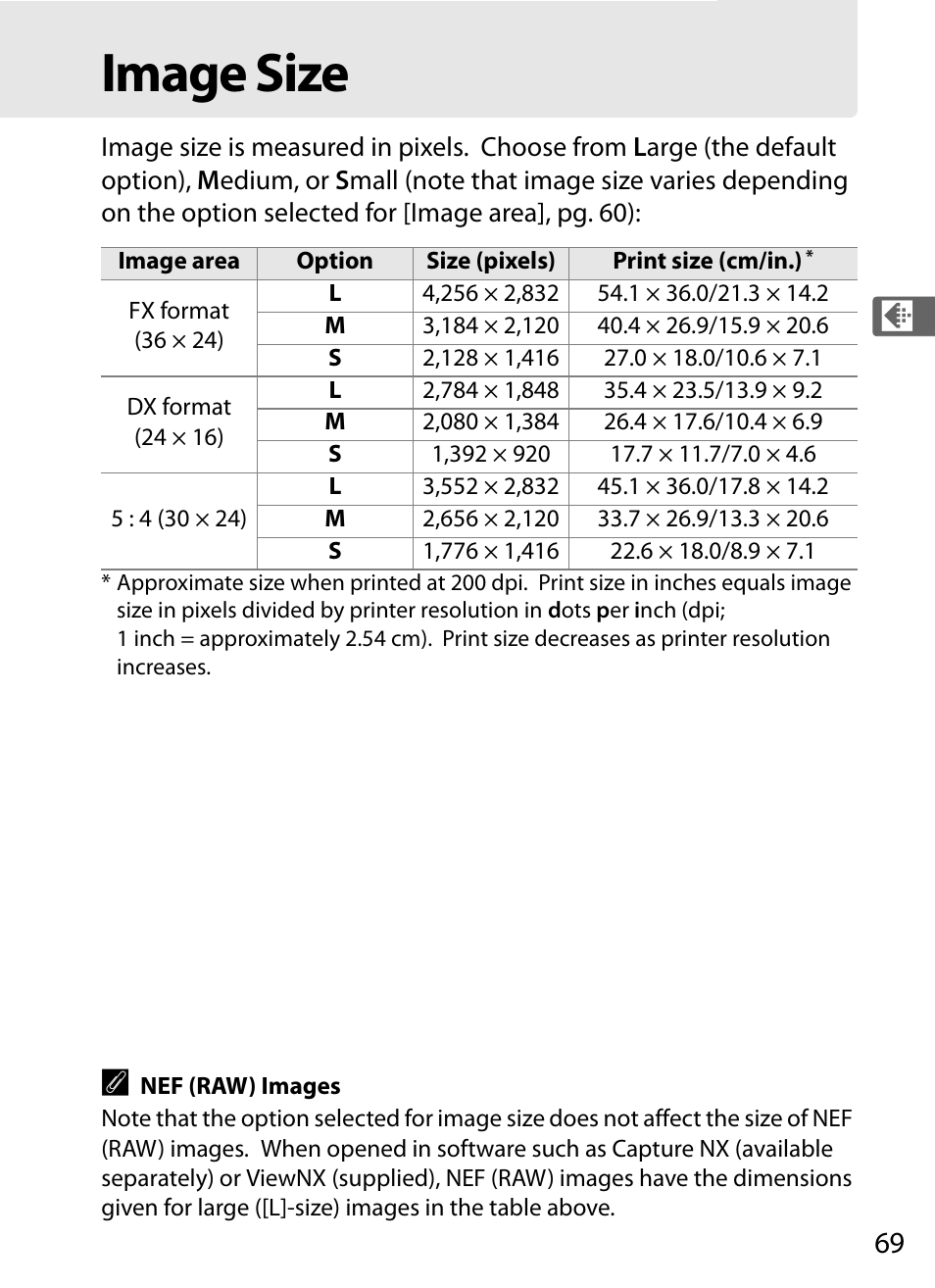 Image size | Nikon D3 User Manual | Page 95 / 472