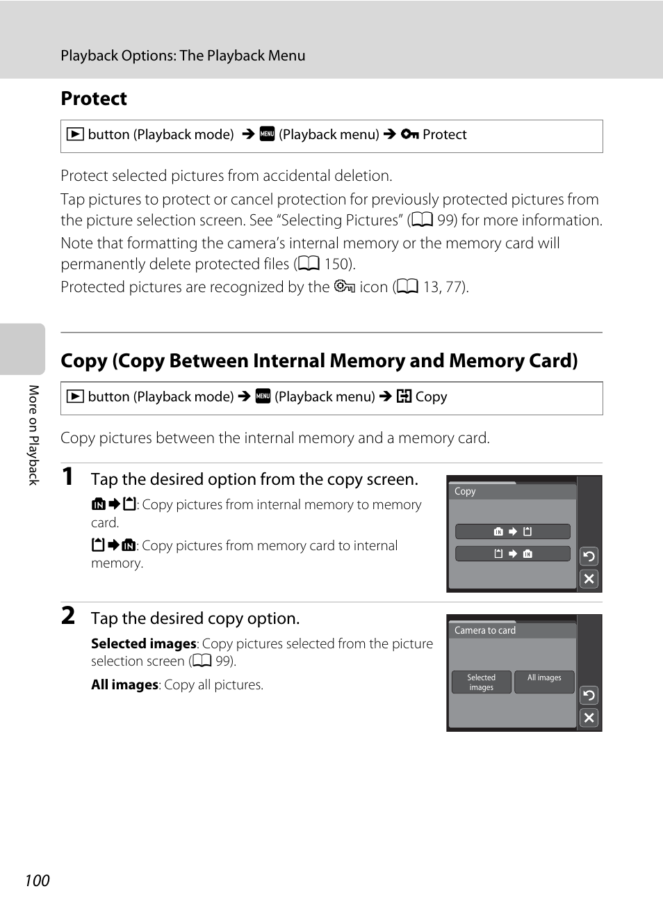 Protect, A 100) are, A 100 | A 100) | Nikon S4000 User Manual | Page 112 / 196