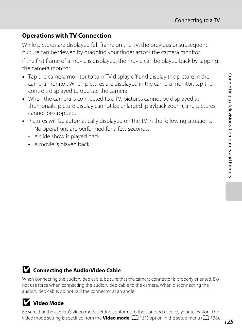 Operations with tv connection | Nikon S4000 User Manual | Page 137 / 196