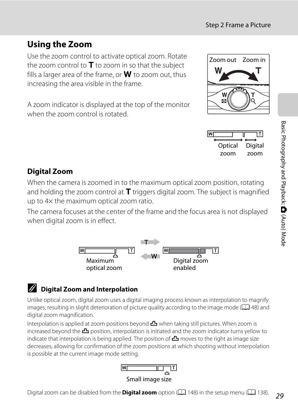 Using the zoom, Digital zoom | Nikon S4000 User Manual | Page 41 / 196