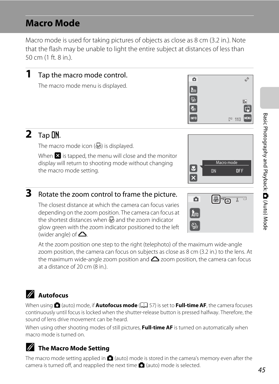 Macro mode, A 45) can be, A 45) is | Nikon S4000 User Manual | Page 57 / 196