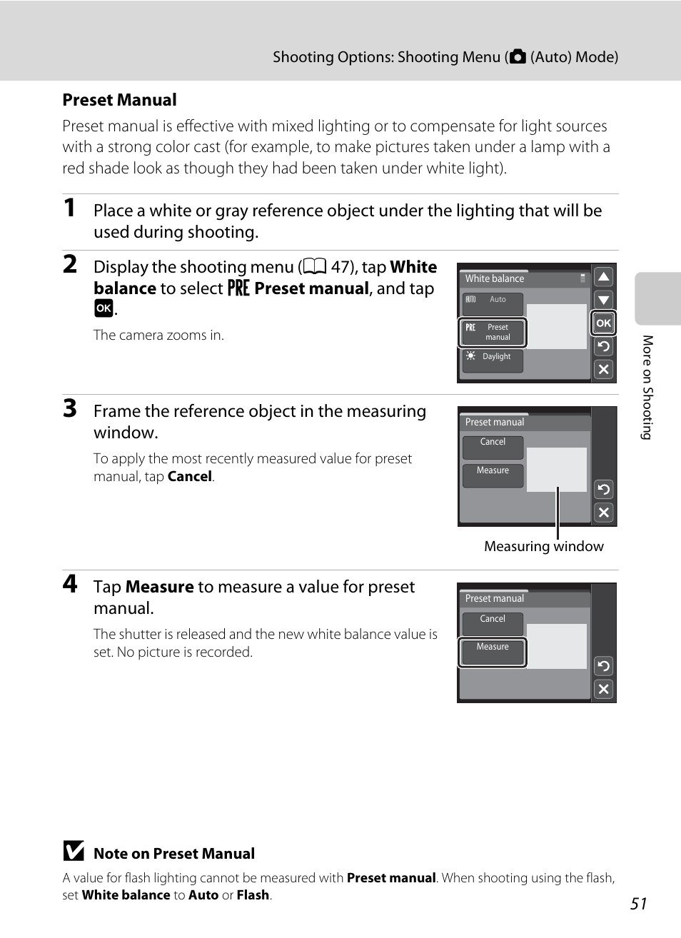 Preset manual, A 51 | Nikon S4000 User Manual | Page 63 / 196