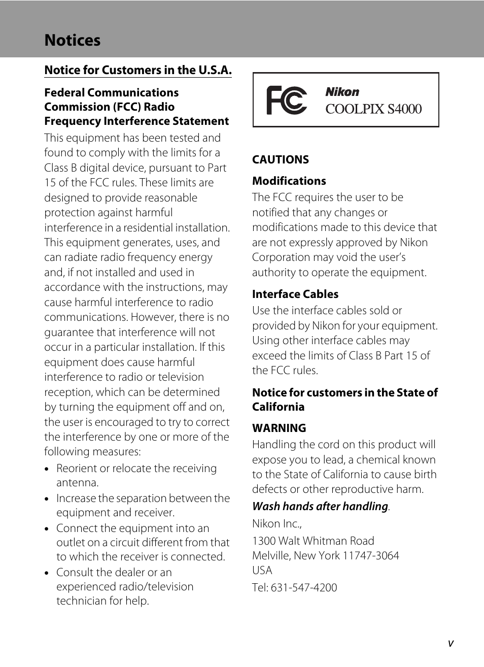 Notices | Nikon S4000 User Manual | Page 7 / 196