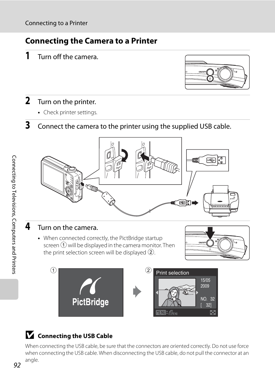 Connecting the camera to a printer, A92) | Nikon S630 User Manual | Page 104 / 176