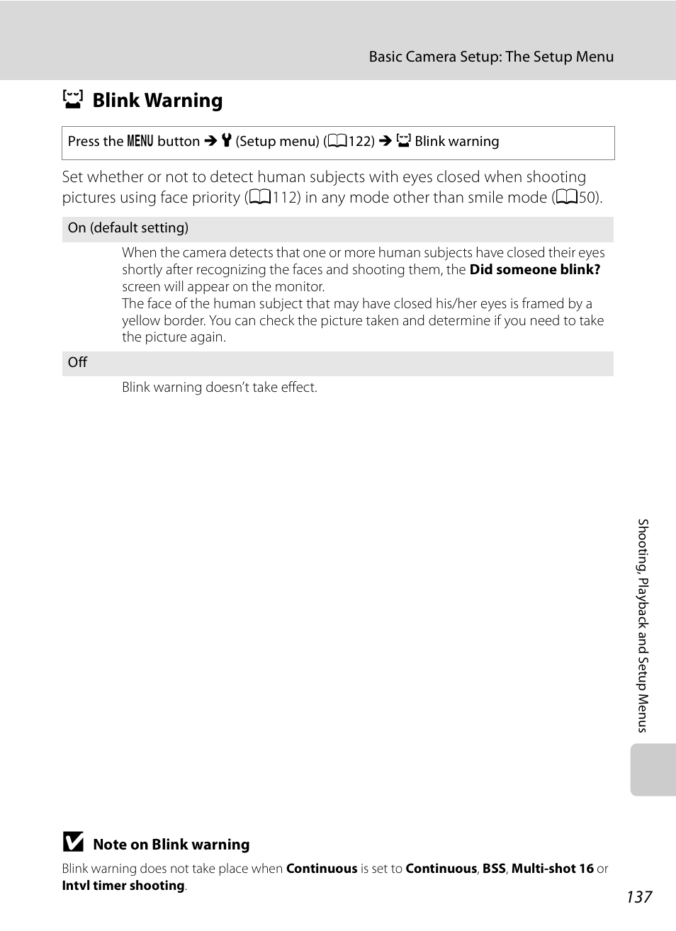 Blink warning, D blink warning, A137) | A137 | Nikon S630 User Manual | Page 149 / 176