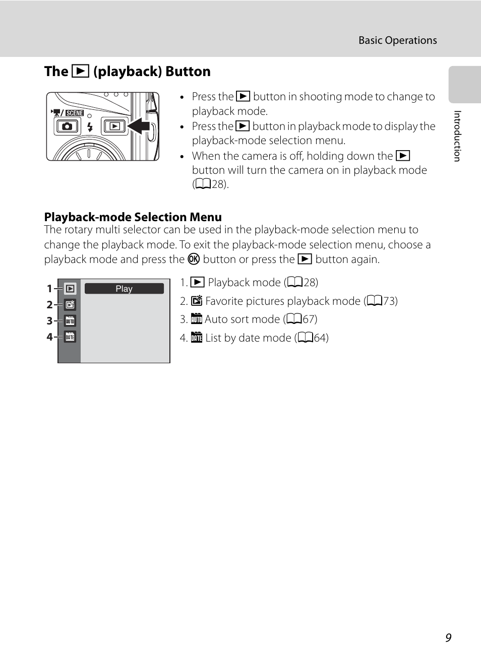 The pplayback button, C (playback) button, The c (playback) button | Nikon S630 User Manual | Page 21 / 176