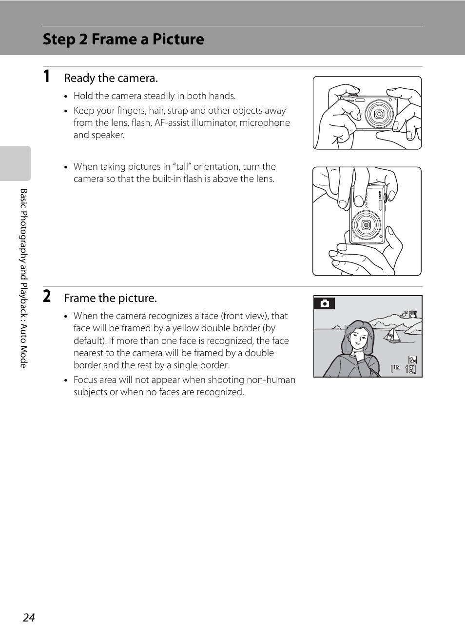 Step 2 frame a picture | Nikon S630 User Manual | Page 36 / 176