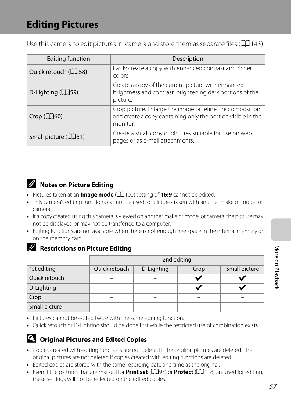 Editing pictures | Nikon S630 User Manual | Page 69 / 176