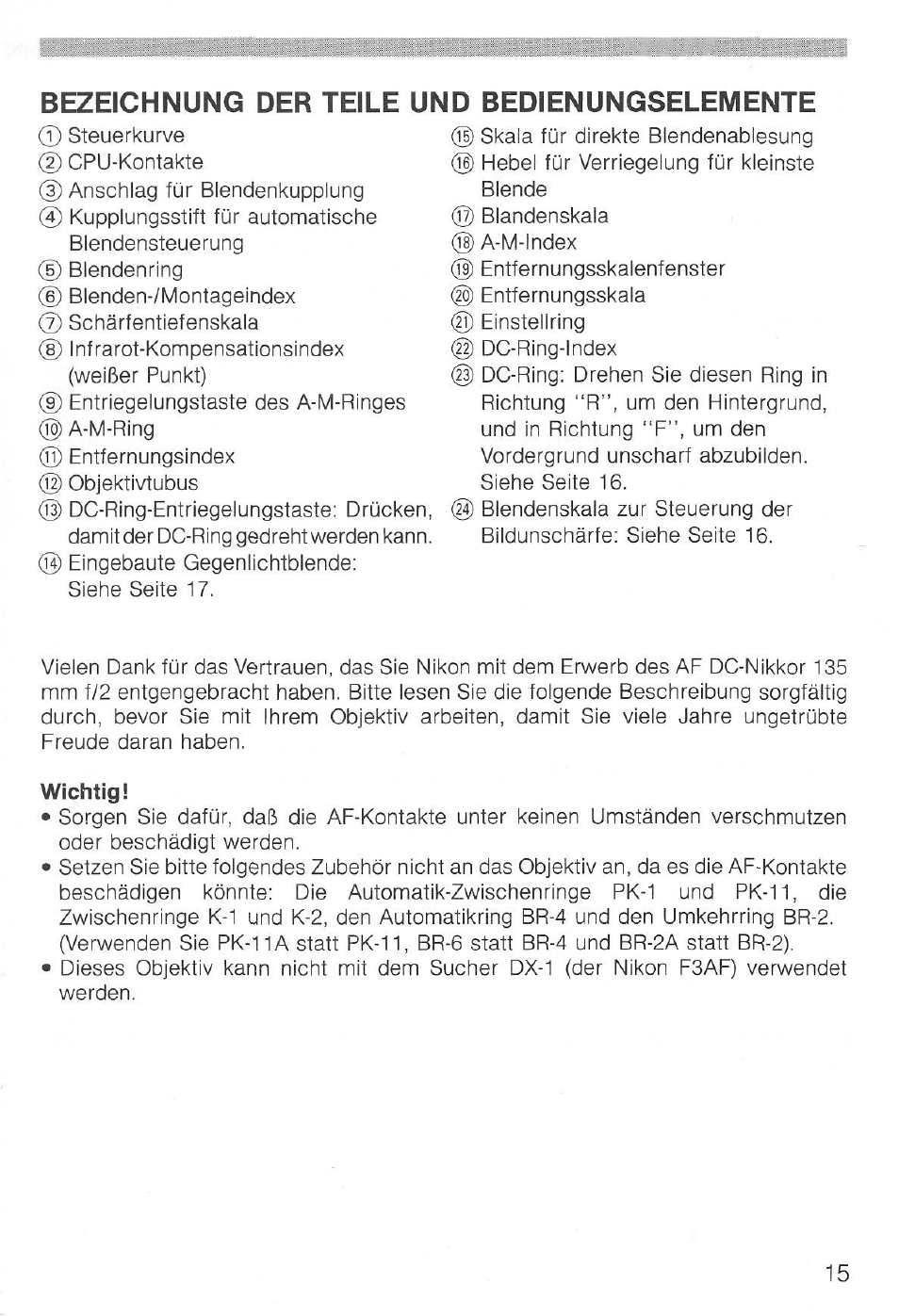 Lens care, Optional accessories, Specifications | Nikon AI-S AF DC-NIKKOR 135mm f-2 User Manual | Page 15 / 41