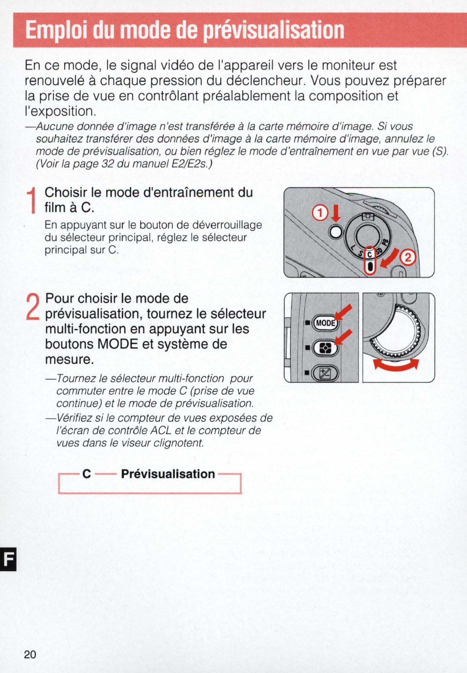 Emploi du mode de prévisualisation | Nikon E2N supplement User Manual | Page 20 / 24