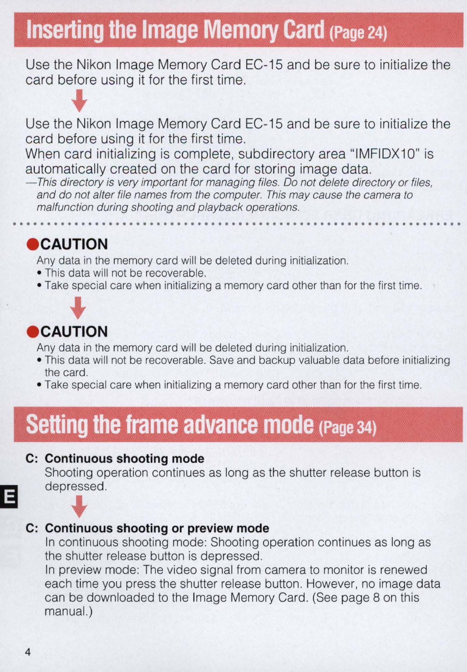 Setting the frame advance mode (радез4), Setting the frame advance mode (радез | Nikon E2N supplement User Manual | Page 4 / 24