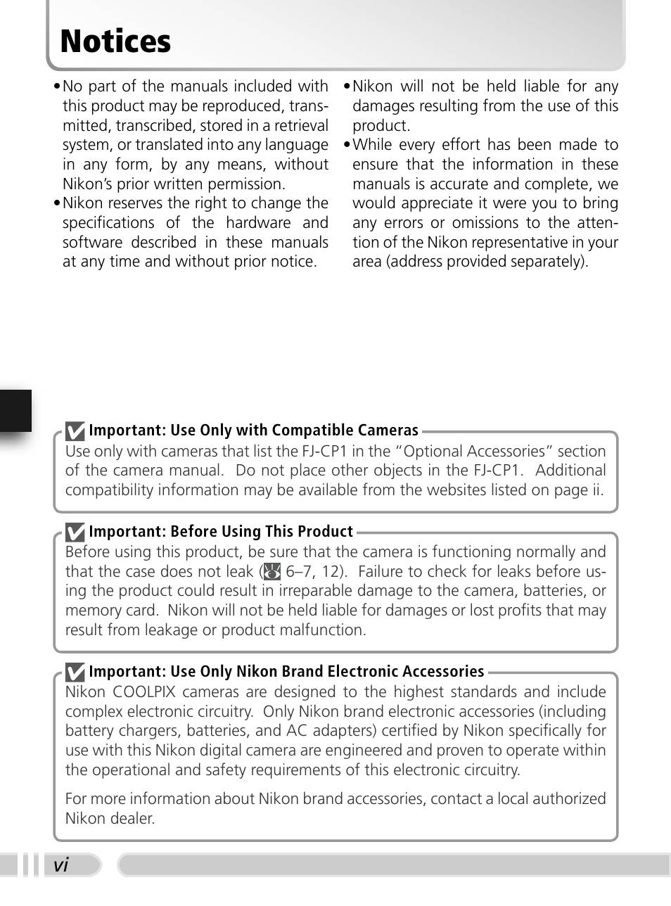 Notices | Nikon FJ-CP1 S5 User Manual | Page 9 / 29
