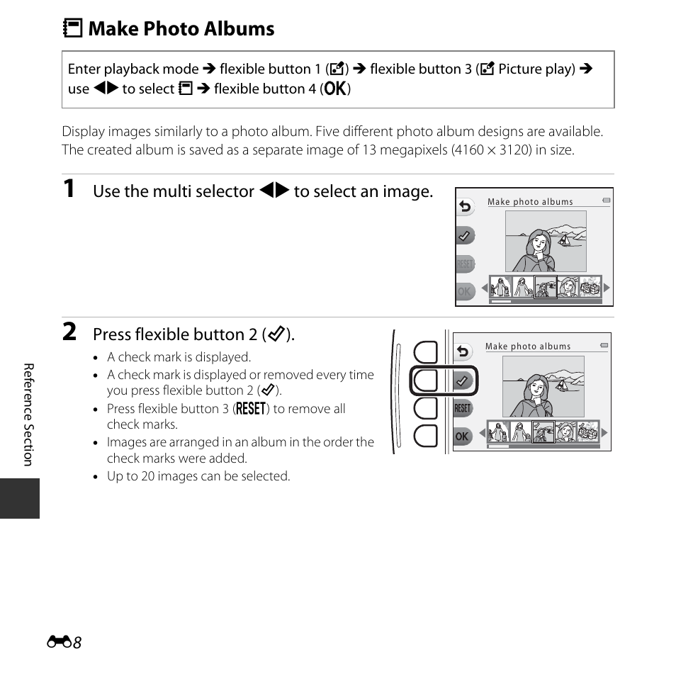 Make photo albums, D make photo albums | Nikon S32 User Manual | Page 106 / 188