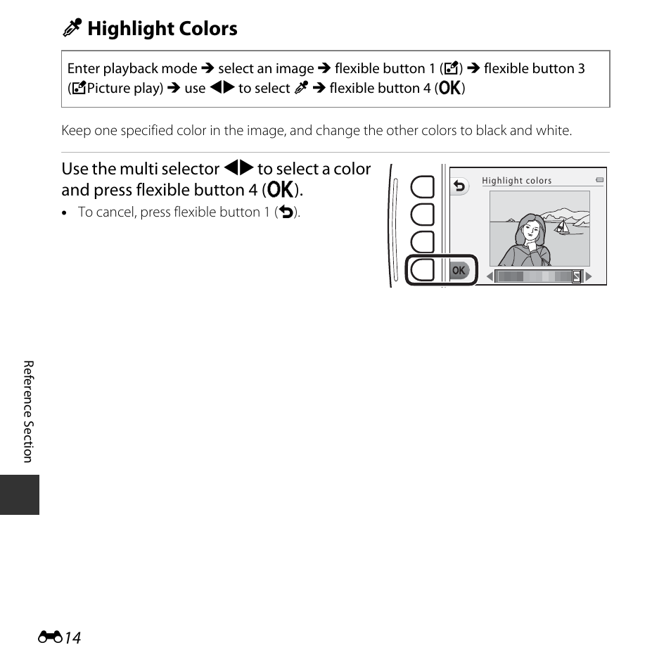 Highlight colors, P highlight colors | Nikon S32 User Manual | Page 112 / 188