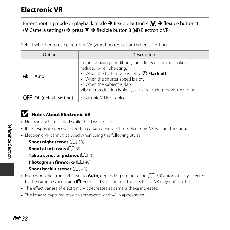 Electronic vr, E38) | Nikon S32 User Manual | Page 136 / 188