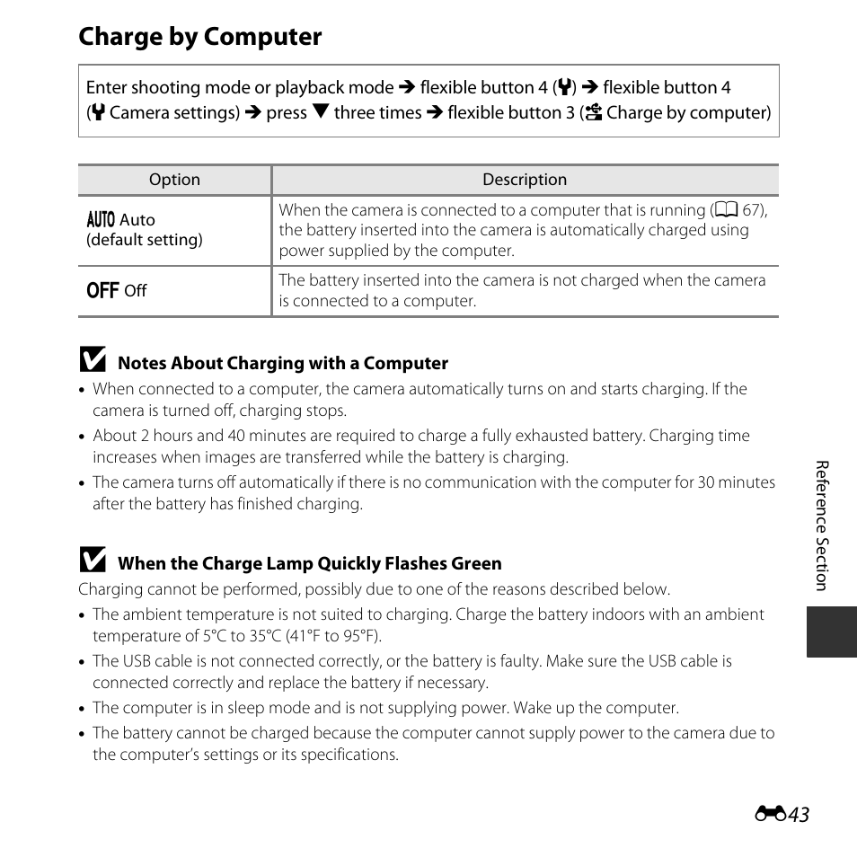 Charge by computer | Nikon S32 User Manual | Page 141 / 188